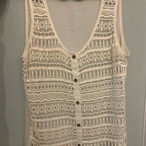 Eyelet lace white tank top